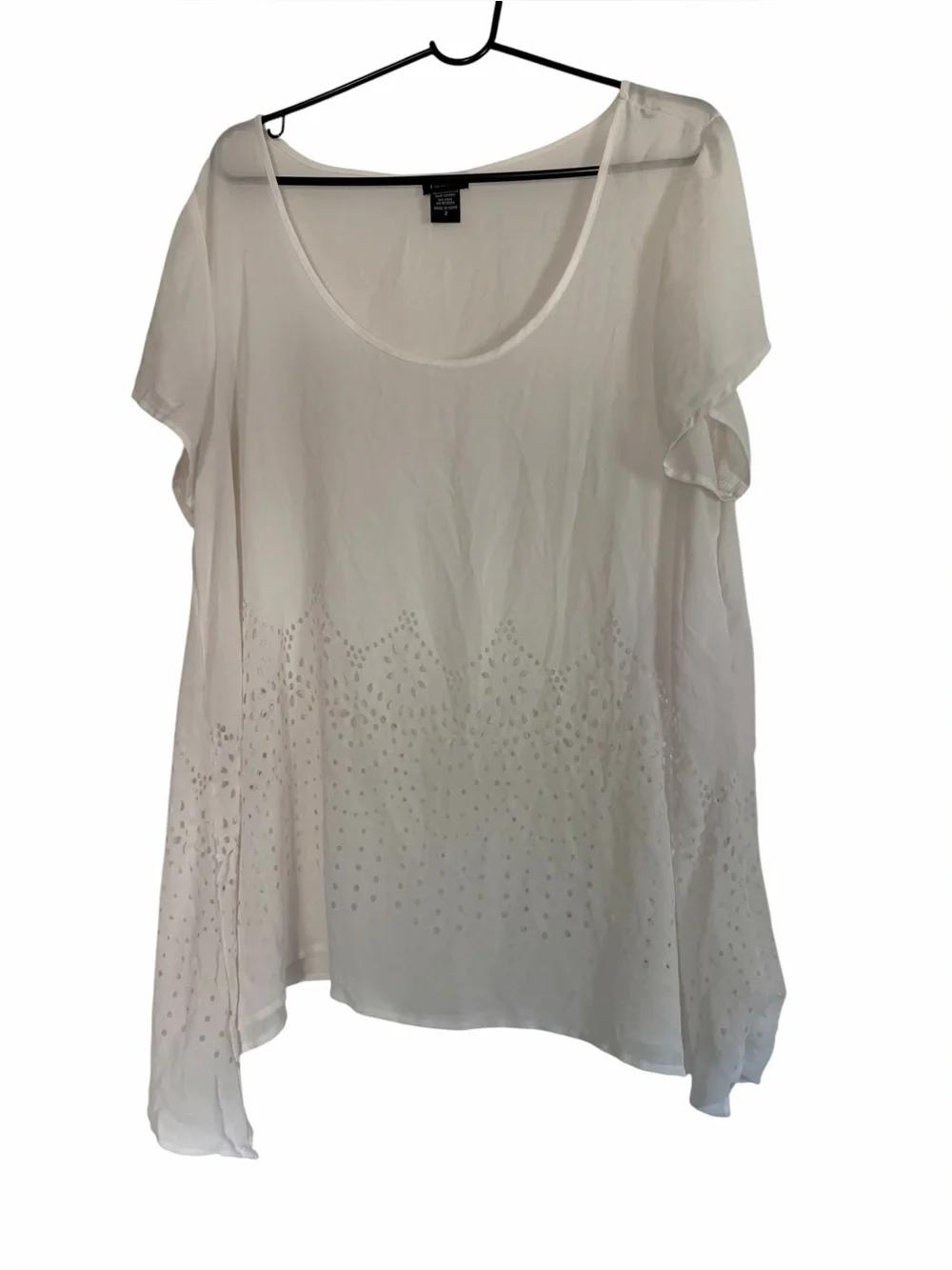 Torrid White Sheer Swim Cover Up Tunic Eyelet Beach Cover-Up Size 2 Boho Resort